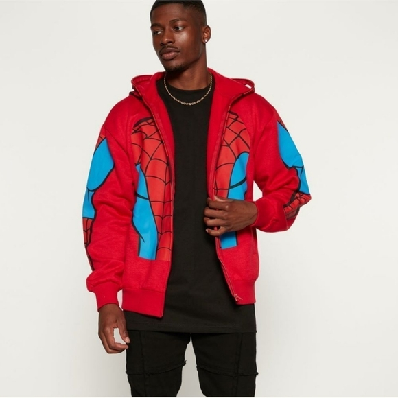 MARVEL Spider-Man Zip Up Hoodie Face Mask NWOT - Halloween, Cosplay - Picture 4 of 16